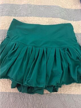Pleated Active Mini Skirt in Teal with Built-In Shorts